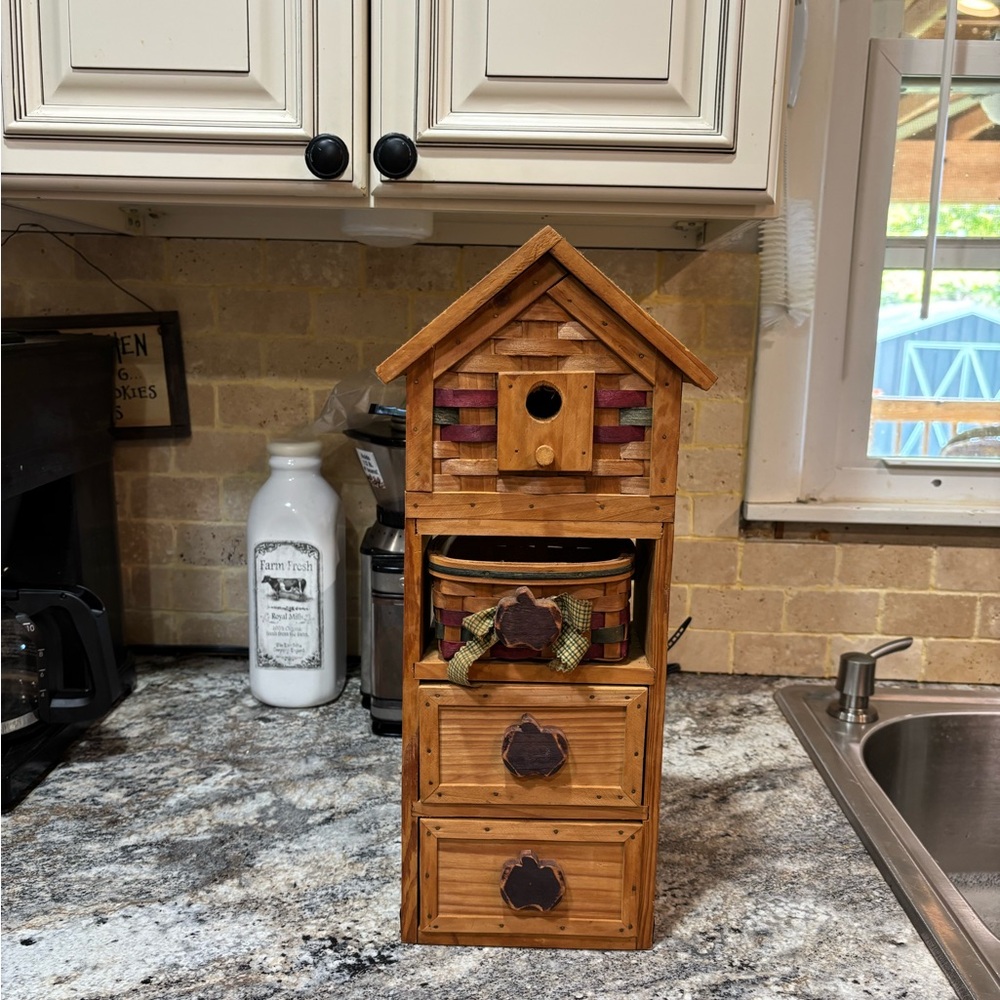 Vintage Rustic Bird house Multi-Drawer Home Accent apple pulls
